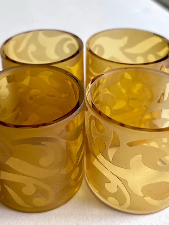 Amber Etched Glass Tumbler Set - 4-Pack