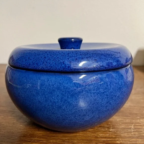Handmade Cobalt Blue Ceramic Sugar Bowl with Lid – Studio Pottery 5.5”