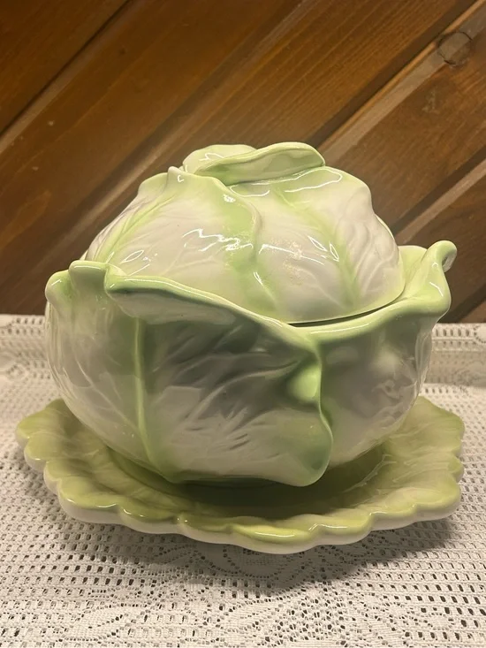 Vintage Holland Mold 3-Piece Cabbage Head Soup Tureen Set