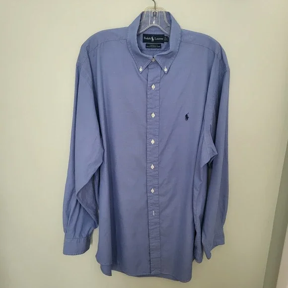 Polo Ralph‎ Lauren Men 17 34/35 Yarmouth Cotton Blue Pinpoint Oxford Shirt