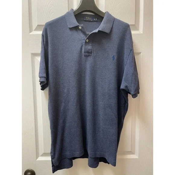 Vintage Polo by Ralph‎ Lauren Mens 2XLT Blue Cotton Pony Knit Preppy Polo