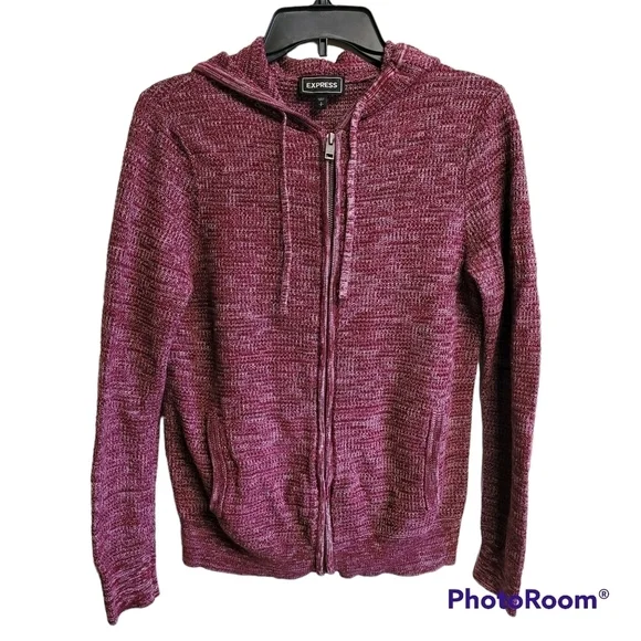 Express Full Zip Hooded‎ Sweater Knit Jacket Size Small