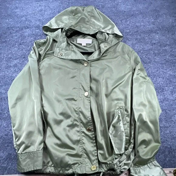 Michael Kors Packable Hooded Windbreaker Jacket - Light Sage Green Women Small