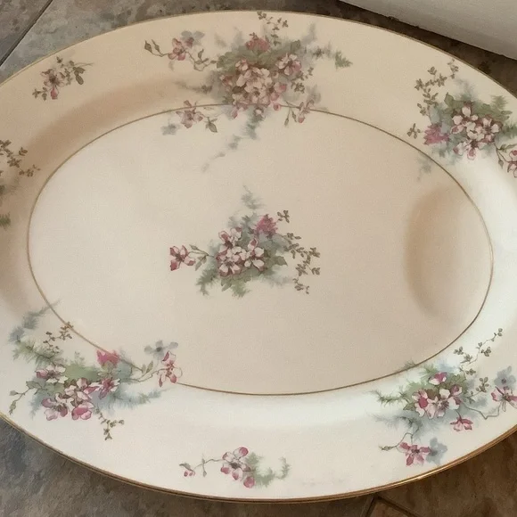 Antique Vintage Theodore Haviland Apple Blossom Serving Platter