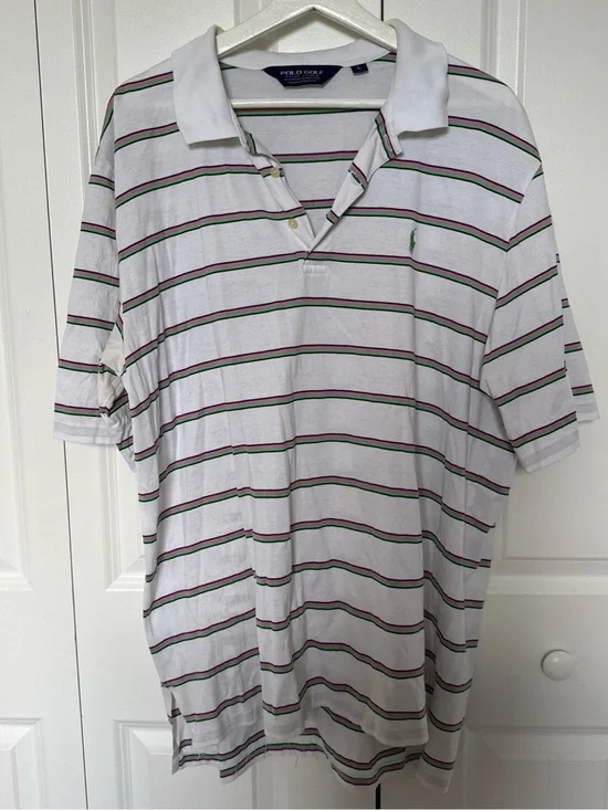 Polo Ralph Lauren Golf Vintage Striped Polo‎ Shirt Mens Size L