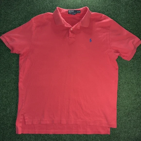 Polo Ralph Lauren Pink Poll Shirt Men's Size XL 100% Cotton Blue Horse