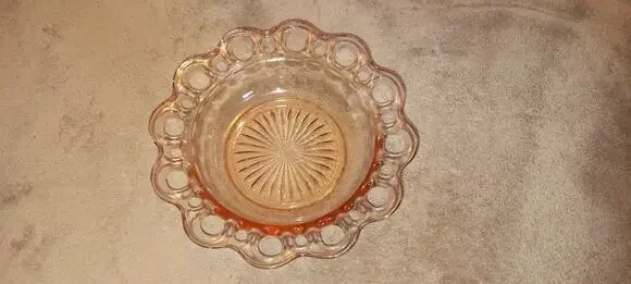 Anchor Hocking Depression Glass Pink Lace Edge (Old Colony) 6 3/4” Bowl