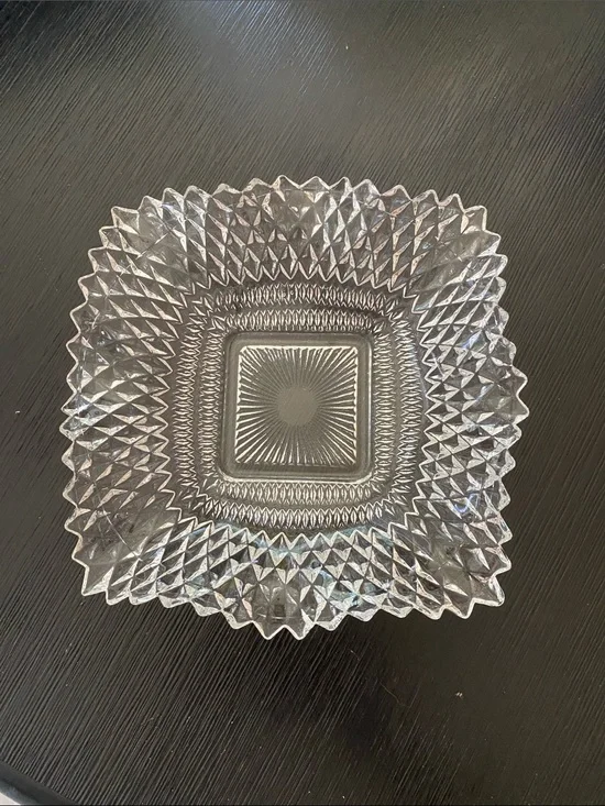 Cut Crystal-Style Square Serving Bowl - Clear