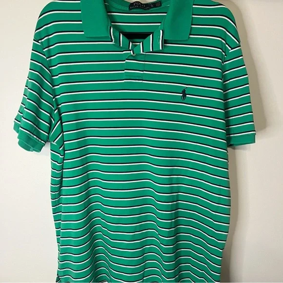Polo Ralph Lauren Green Striped Performance Polo Shirt Men’s XL Golf Preppy