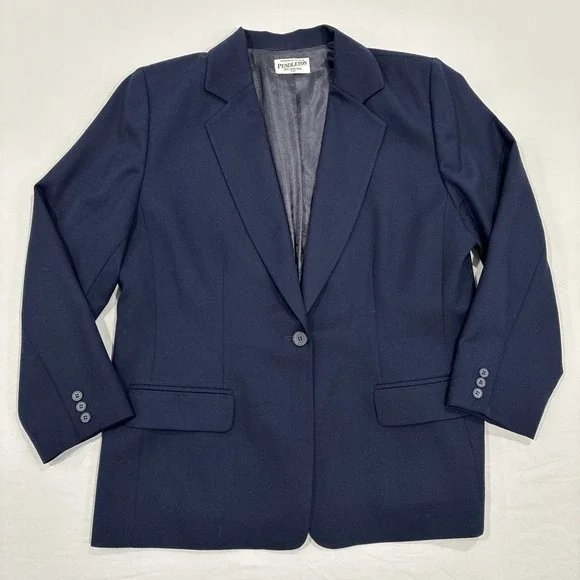 Pendleton Navy Blue 100% Virgin Wool‎ Women's Blazer Size 16W