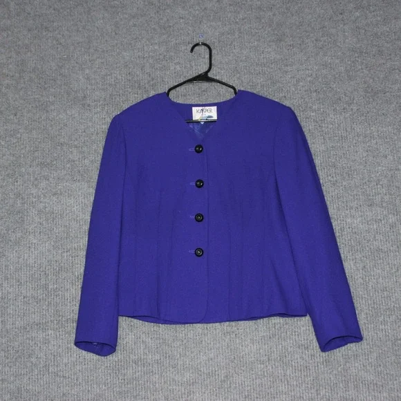 Vintage Kasper for ASL Blazer Jacket‎ Womens 10 Blue Career Work Office