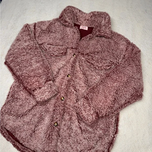 Pink Lily Women’s Size Medium Purple Faux Fur Sherpa Jacket‎