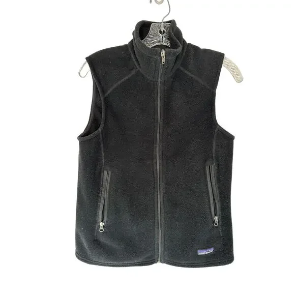 Patagonia Black Gorpcore High Neck Synchilla Fleece Zip Up‎ Vest Size Medium