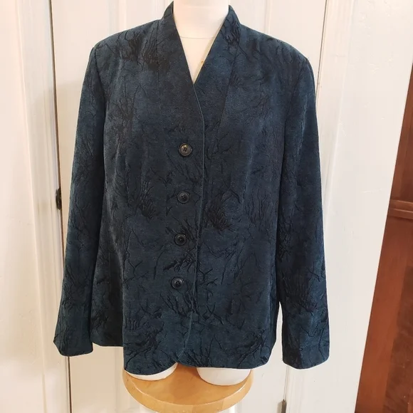 Coldwater Creek Dark Teal Textured Blazer