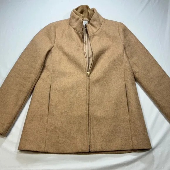 J. Crew Women's Camel Wool Blend Zip Up Bomber Jacket Size 8‎