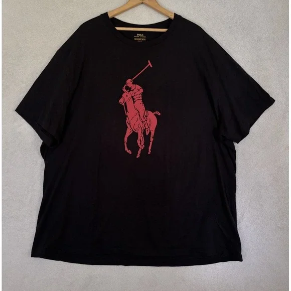 Polo Ralph Lauren Big Pony Tee Men's 3XB Black Red Graphic Cotton 0787