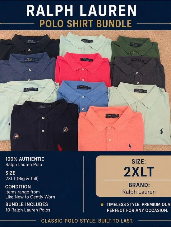 Ralph Lauren Men's Polo Shirts Bundle  (2XLT)