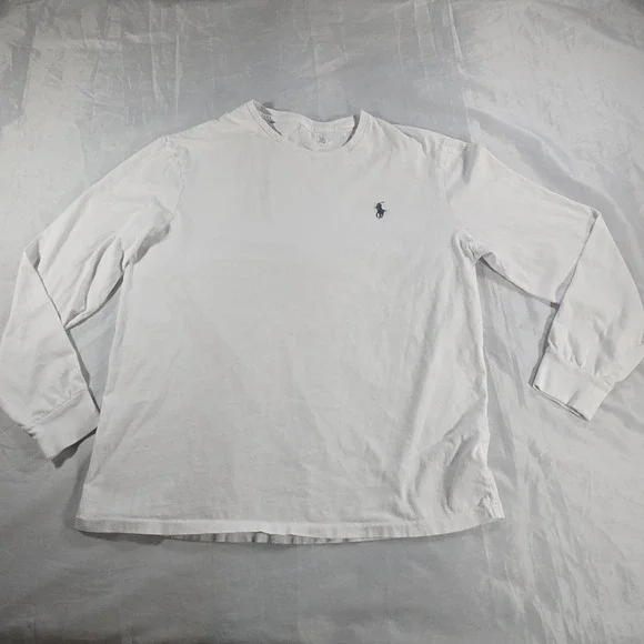 Polo Ralph Lauren White Long Sleeve T Shirt Pony Logo Cotton Adult L Read