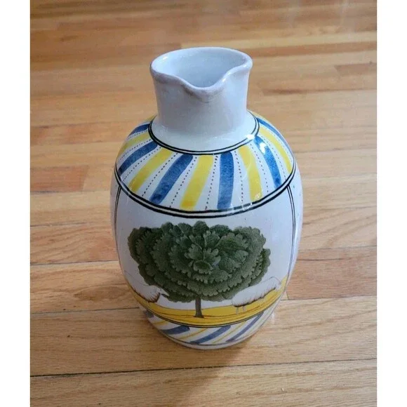 Signed Claude & Slavik Palley Hand-Painted French Terracotta Ceramic Pitcher