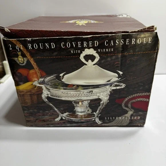 New Studio Silversmith 2 qt Round Covered Casserole Warmer Silverplated #61461