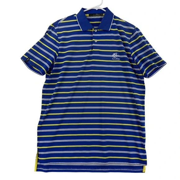 RLX Ralph Lauren Polo‎ Shirt Mens Medium Stripe Ko Olina Golf Performance Hawaii