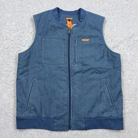 Patagonia All Seasons Hemp Canvas Vest Womens XL Stone Blue Full Zip Chore 26690