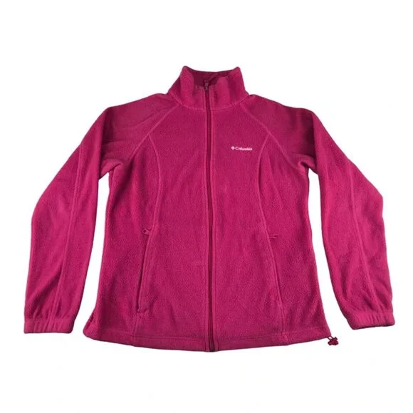 Columbia Womens‎ Fuchsia Long Sleeves Pocket Full Zip Fleece Jacket Size Medium