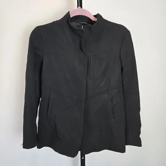 Jil Sander‎ Blazer Jacket Wool Black Zipper Front Modern Utility Career Capsule