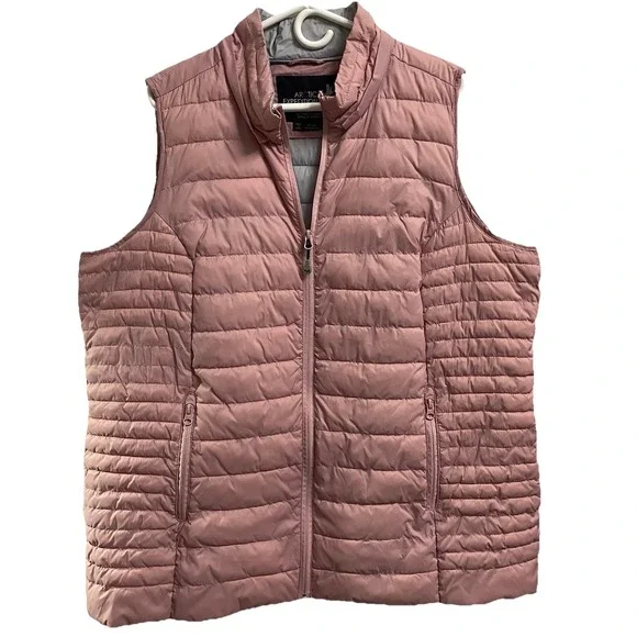 Arctic Expedition Women Lightweight Detachable‎ Hood Puffer Vest Sz.XL Pink EUC