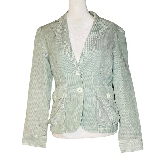OBEY ABBEY womens blazer‎ jacket pinstripe plaid streetwear retro Y2K green MED