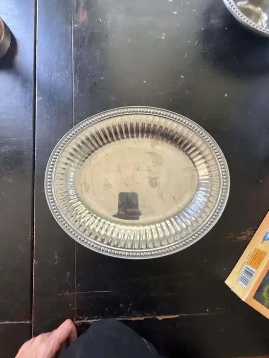 Wilton Armetale Flutes and Pearl Oval Serving Tray