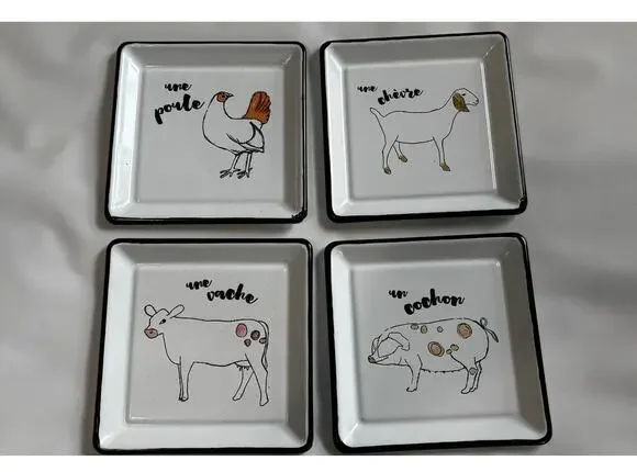 Metal Farm Animal snack trays, approx 5 x 5, by Creative Co-op Zoe Ingram