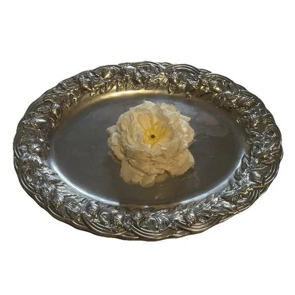 Wilton Armetale Oval Serving Platter – Acorn & Oak Leaf Design (Made In The USA)