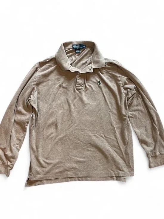 Vintage made in the USA Polo by Ralph Lauren XL Long Sleeve Polo - Beige