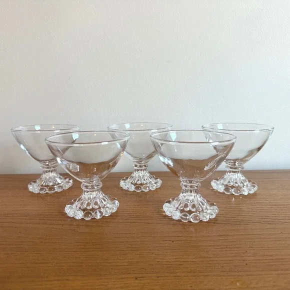 Anchor Hocking Boogie‎ Berwick Footed Sherbet Champagne Glasses Set of 5