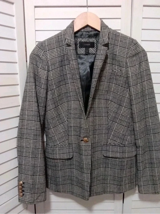 J. Crew Women’s  Grey Glen Plaid Blazer