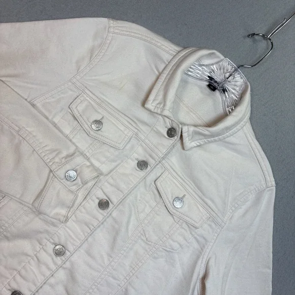 Buffalo David Bitton Trucker Jacket Womens Medium Blush Pink Denim Button Front