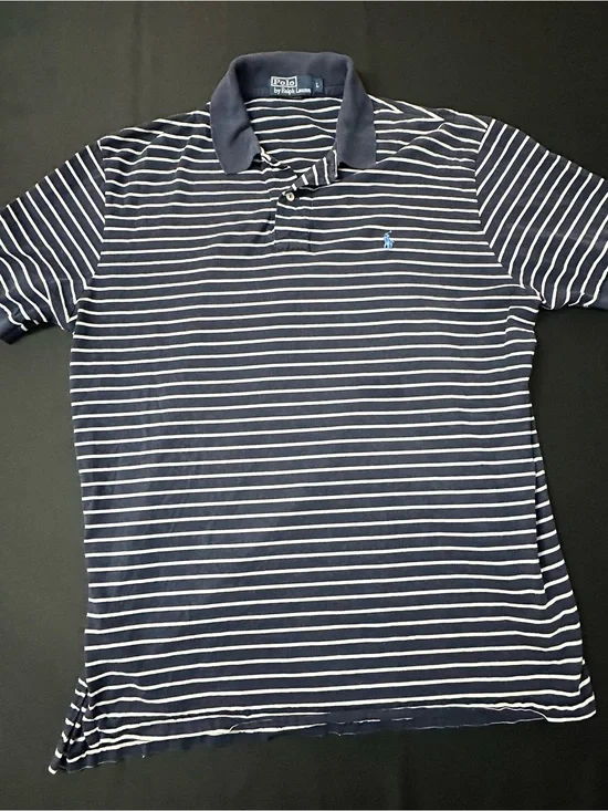 Ralph Lauren Men’s Navy and White Striped Polo