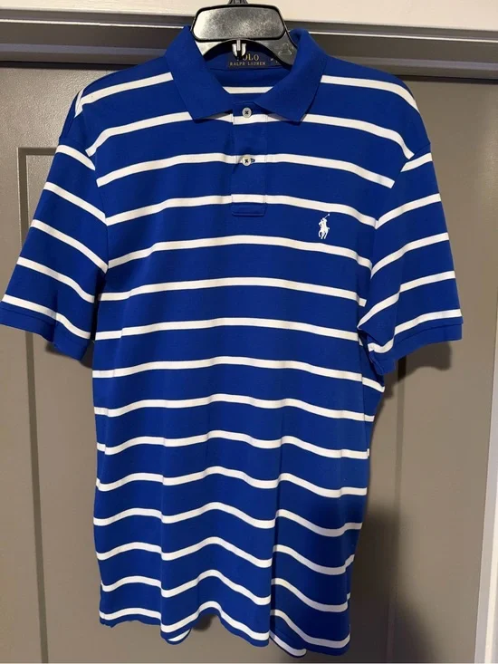 Ralph Lauren Royal Blue & White Striped Polo