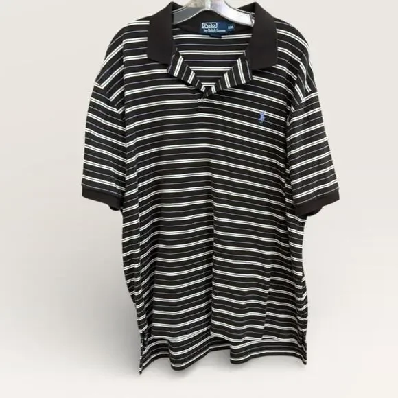 Polo Ralph Lauren Size XXL Brown Blue Striped Mens Polo Classic Preppy