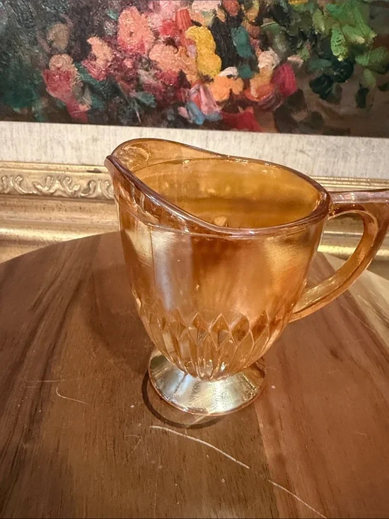 vintage Carnival glass Jeanette Marigold creamer