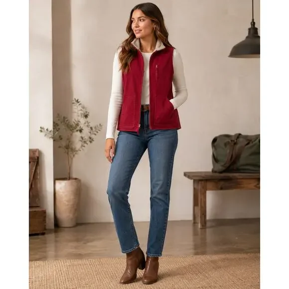 Lakin McKey Red Sherpa Work Vest Womens Small 36 Barn Chore Western Y2K Gorpcore