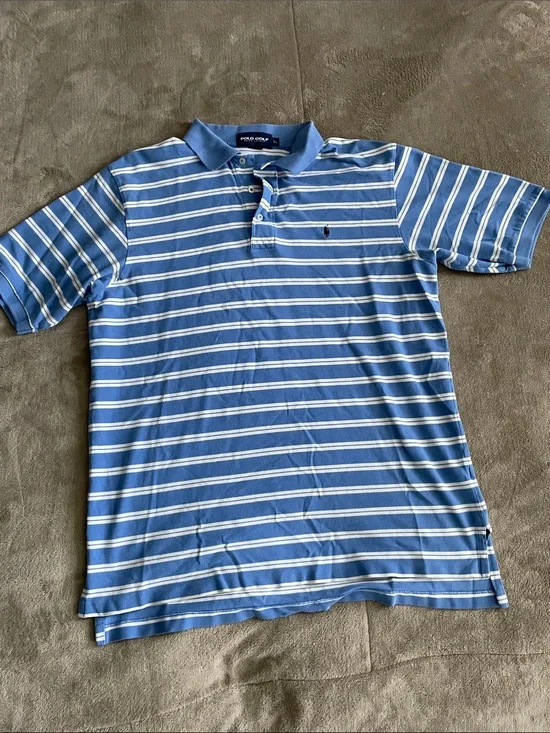 Ralph Lauren Polo Golf Light Blue & White Striped Polo
