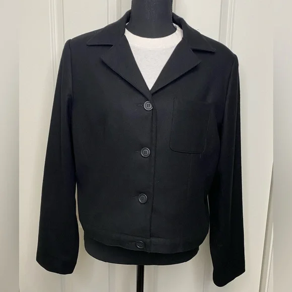 Savannah 100% Pure New Wool‎ Blazer in Black Women Size 12 Made in the USA