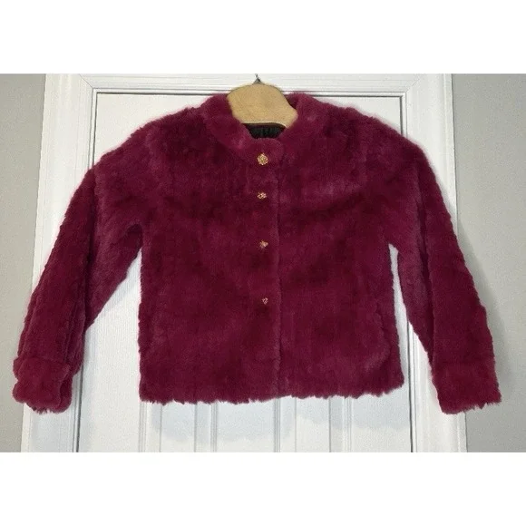 Endless Rose Women's Fuzzy Soft Short Jacket Berry Gold XS‎ New