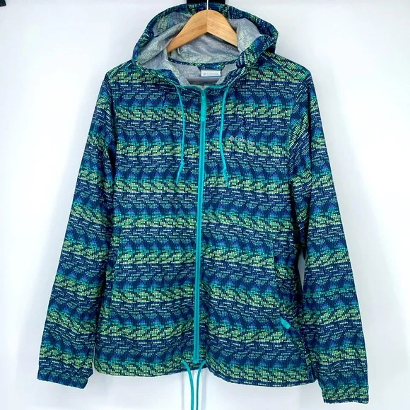 Columbia Women’s Geometric Pattern Long Sleeve Windbreaker Jacket‎ Medium