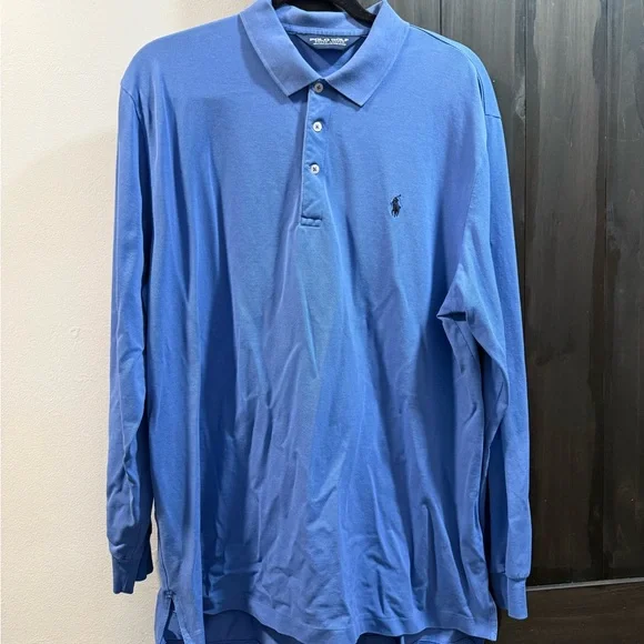Polo by Ralph Lauren Long-Sleeve Blue Polo Golf Shirt