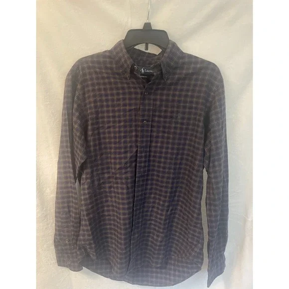 Polo Ralph Lauren Custom Fit‎  Shirt Mens M Plaid Long Sleeve green pony