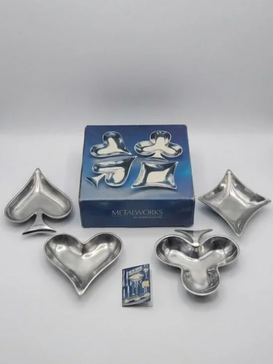 Metalworks International Casino Collection Playing Cards 4-Piece Appetizer Bowls