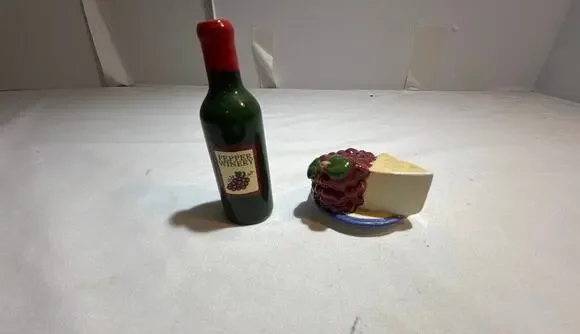 Vintage Ceramic Wine Bottle and Cheese Salt and Pepper Shakers